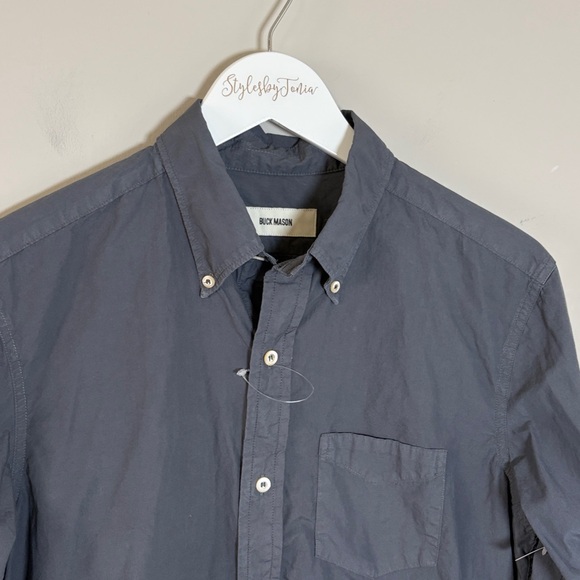 BUCK MASON Skyline Poplin Cotton Button Down Shirt Dark Grey Sz S NEW - Picture 6 of 15
